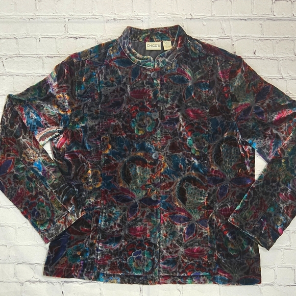 Chico's Colorful Floral Button Blazer Jacket Size:2 - Picture 10 of 11